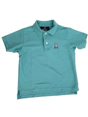 Psycho Bunny Big Boys Short Sleeve Classic Pique Polo Shirt Turquoise Blue XS